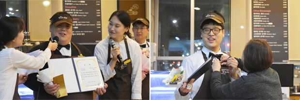 “제가 만든 음료를 선보일 수 있어서 기쁩니다!” 올해의 우승자인 김윤우 바리스타와 이세민 바리스타