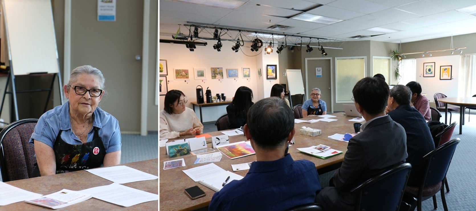 푸르메재단 조사단에게 비쿠나 아트 스튜디오를 설명하는 마리아 달리 씨